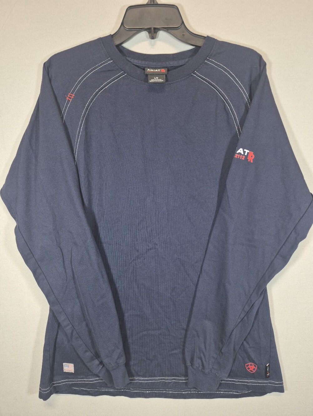 Ariat FR CAT 2 2112 Men’s Large Navy Long Sleeve Flame Resistant Work Shirt